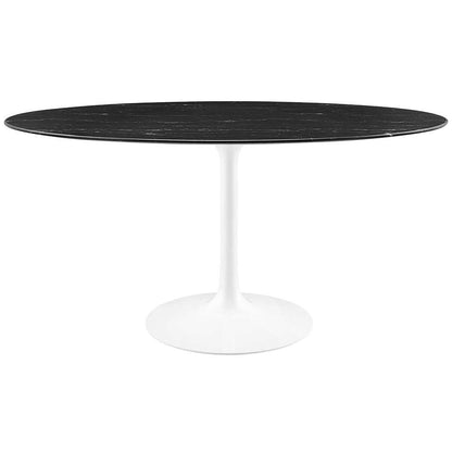Modway - Lippa 60in Oval Artificial Marble Dining Table in White Black - EEI-5186-WHI-BLK veiw 1