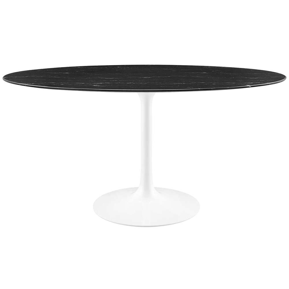 Modway - Lippa 60in Oval Artificial Marble Dining Table in White Black - EEI-5186-WHI-BLK veiw 2