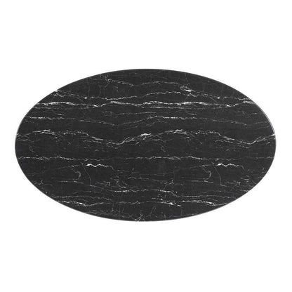 Modway - Lippa 60in Oval Artificial Marble Dining Table in White Black - EEI-5186-WHI-BLK veiw 3