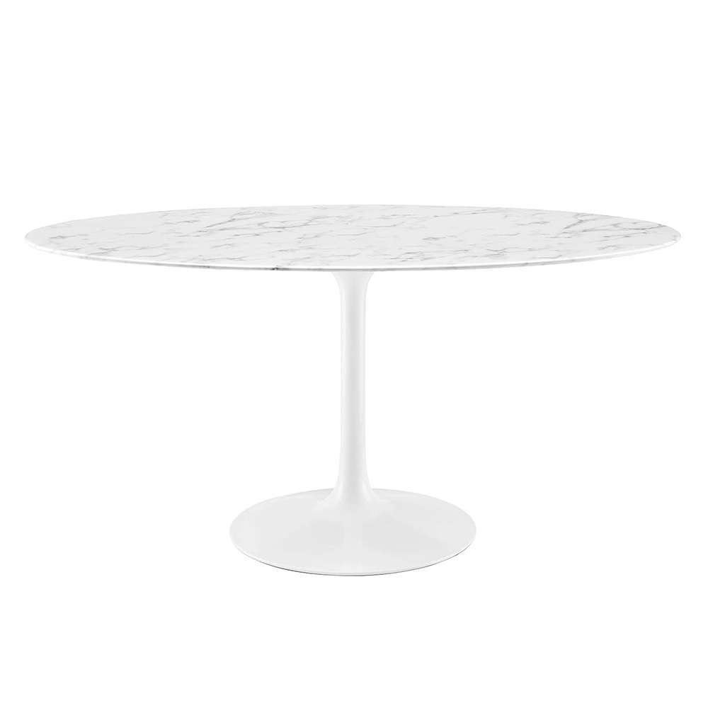 Modway - Lippa 60in Oval Artificial Marble Dining Table in White - EEI-1135-WHI veiw 1