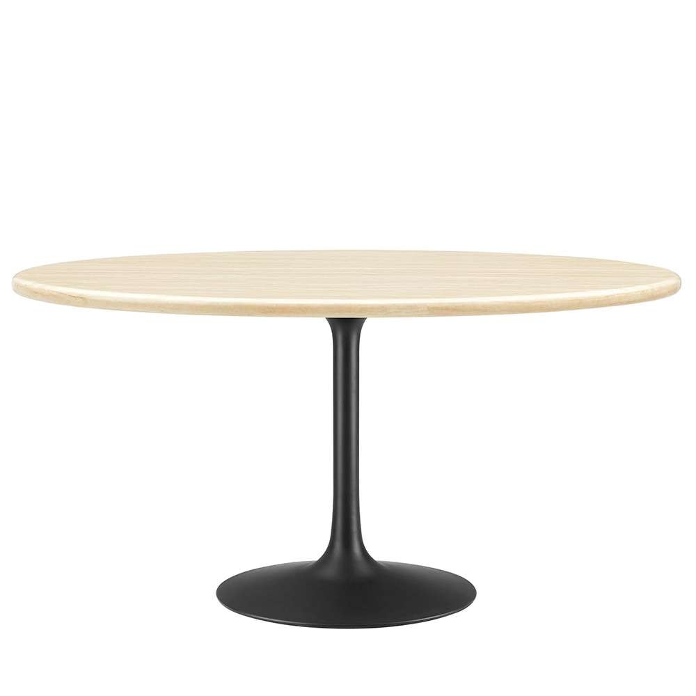 Modway - Lippa 60in Oval Artificial Travertine Dining Table - EEI-6758-BLK-TRA veiw 1
