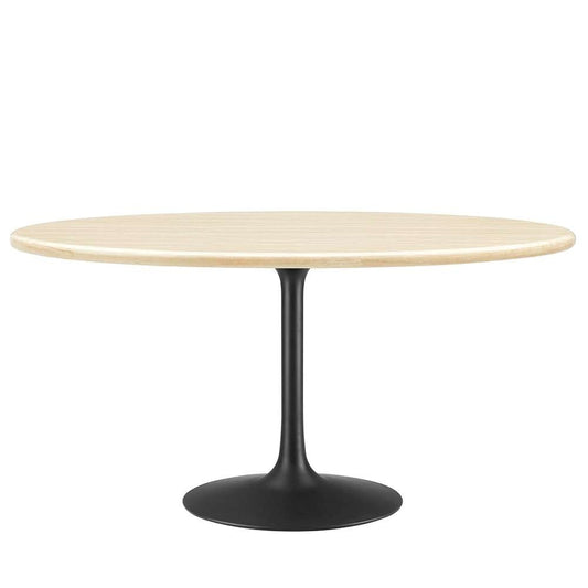 Modway - Lippa 60in Oval Artificial Travertine Dining Table - EEI-6758-BLK-TRA veiw 1