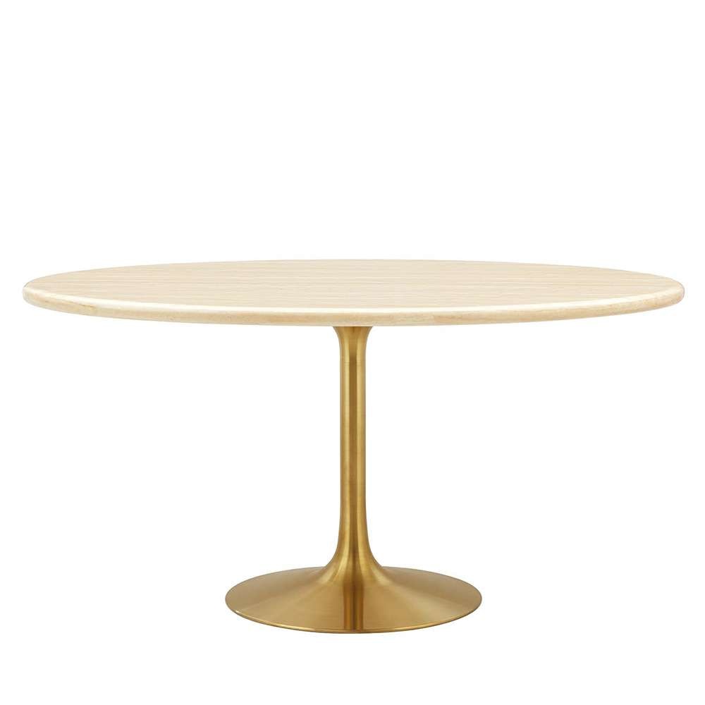 Modway - Lippa 60in Oval Artificial Travertine Dining Table - EEI-6759-GLD-TRA veiw 1