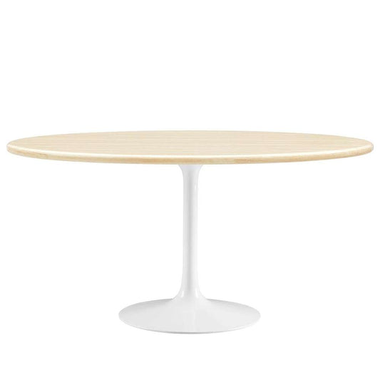 Modway - Lippa 60in Oval Artificial Travertine Dining Table - EEI-6757-WHI-TRA veiw 1