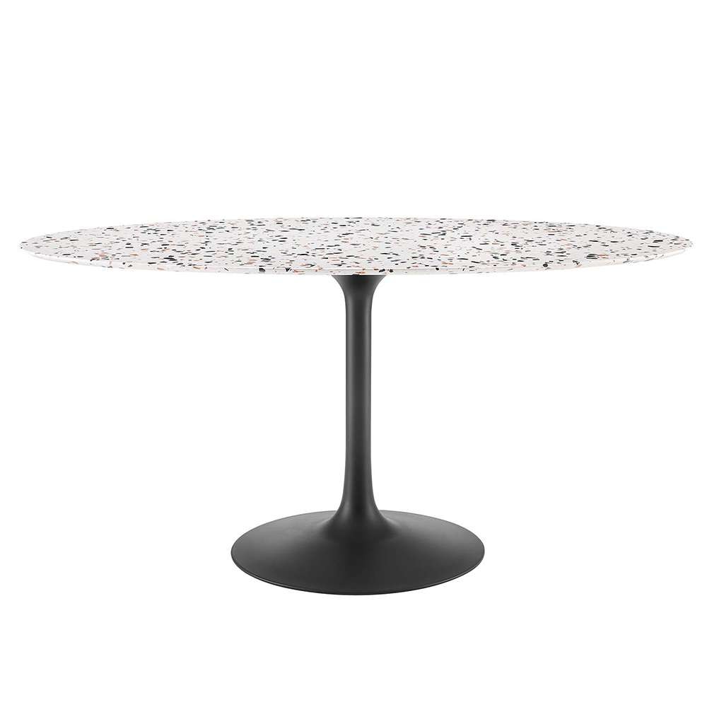 Modway - Lippa 60in Oval Terrazzo Dining Table in Black White - EEI-5737-BLK-WHI veiw 1
