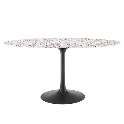 Modway - Lippa 60in Oval Terrazzo Dining Table in Black White - EEI-5737-BLK-WHI veiw 1