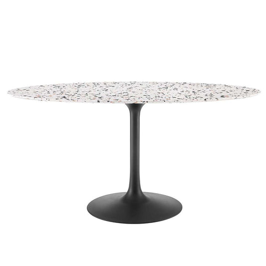 Modway - Lippa 60in Oval Terrazzo Dining Table in Black White - EEI-5737-BLK-WHI veiw 1