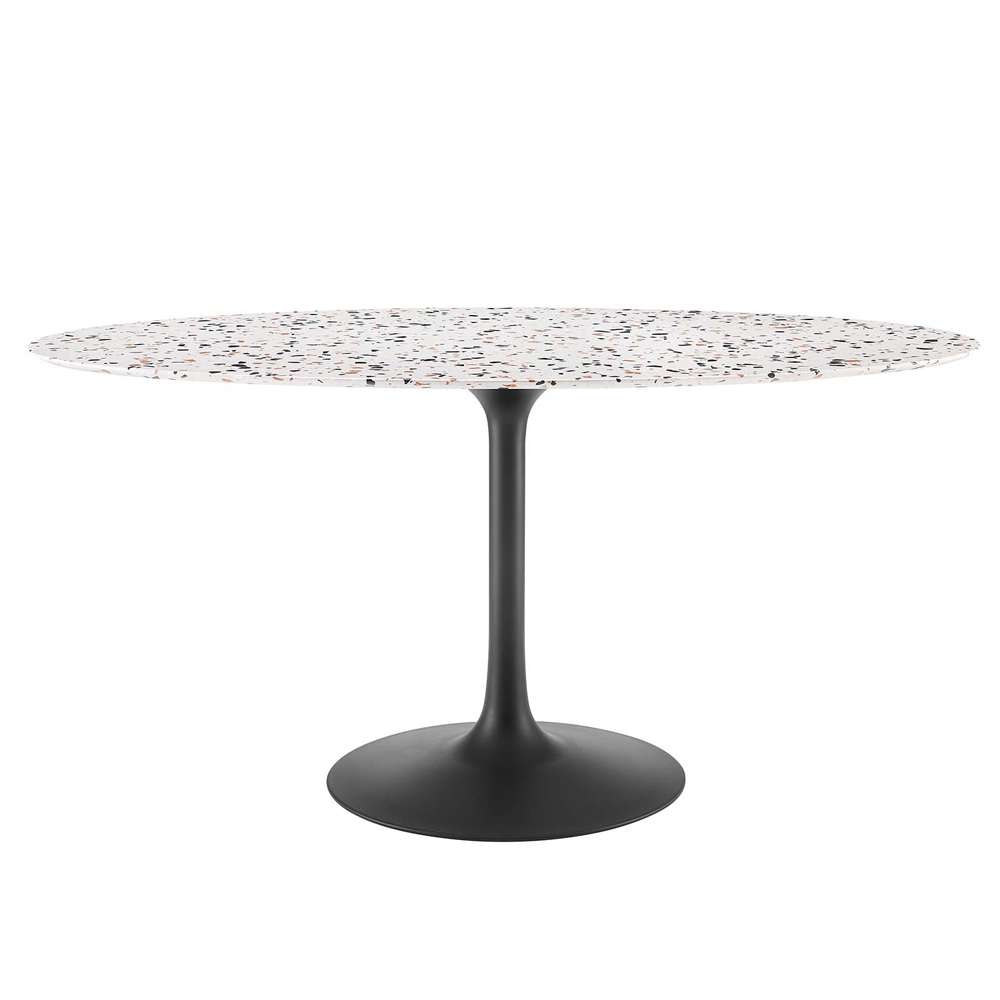 Modway - Lippa 60in Oval Terrazzo Dining Table in Black White - EEI-5737-BLK-WHI veiw 2