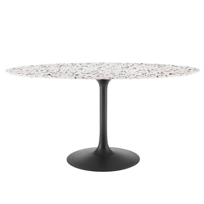 Modway - Lippa 60in Oval Terrazzo Dining Table in Black White - EEI-5737-BLK-WHI veiw 2