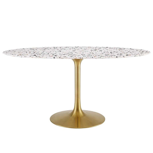 Modway - Lippa 60in Oval Terrazzo Dining Table in Gold White - EEI-5736-GLD-WHI veiw 1