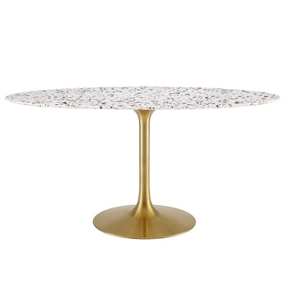 Modway - Lippa 60in Oval Terrazzo Dining Table in Gold White - EEI-5736-GLD-WHI veiw 2