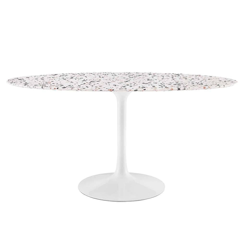 Modway - Lippa 60in Oval Terrazzo Dining Table in White White - EEI-5734-WHI-WHI veiw 1