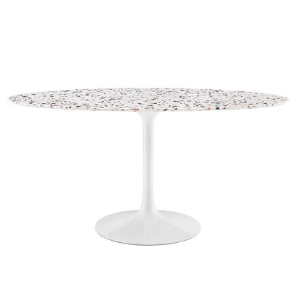 Modway - Lippa 60in Oval Terrazzo Dining Table in White White - EEI-5734-WHI-WHI veiw 1