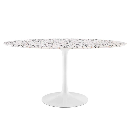 Modway - Lippa 60in Oval Terrazzo Dining Table in White White - EEI-5734-WHI-WHI veiw 1