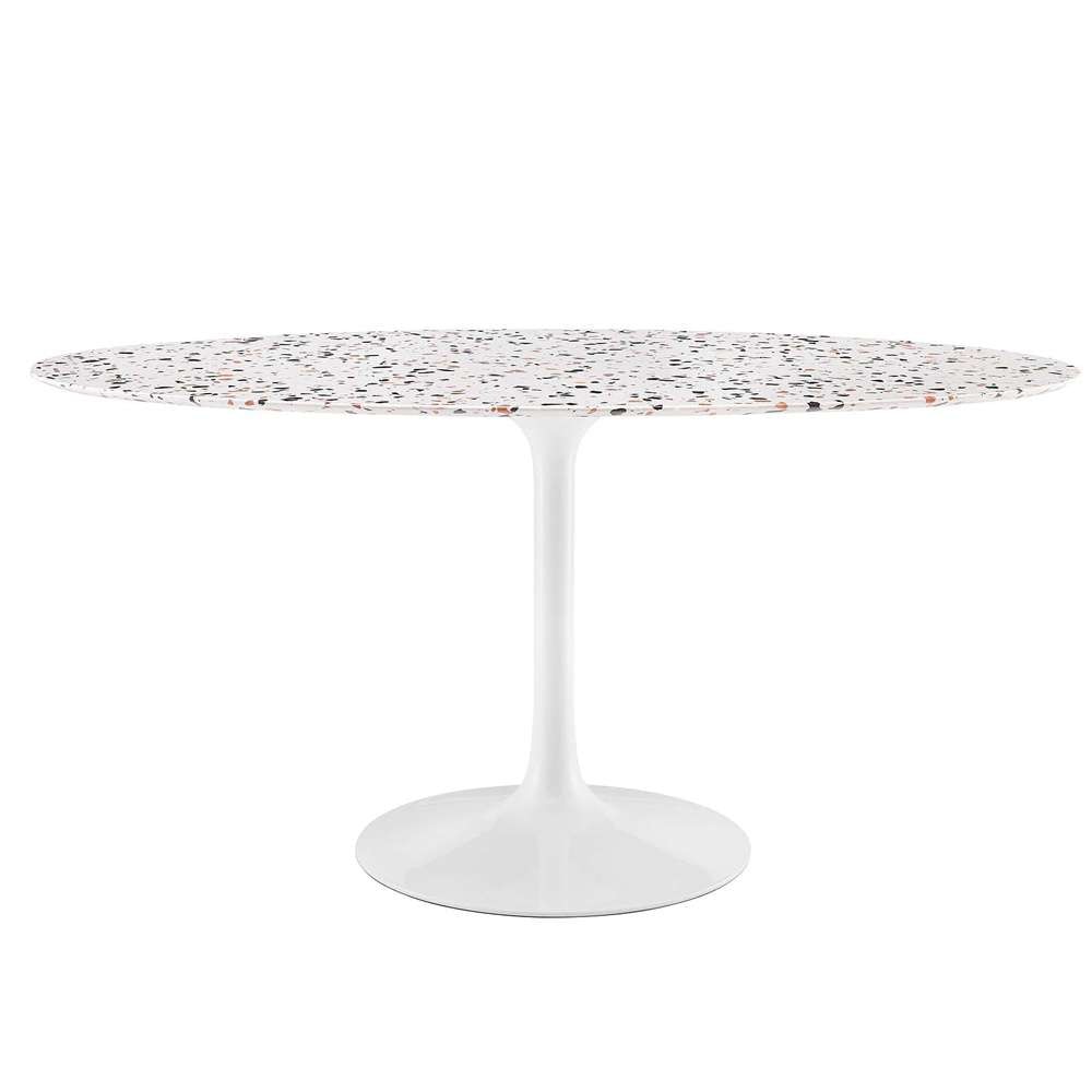 Modway - Lippa 60in Oval Terrazzo Dining Table in White White - EEI-5734-WHI-WHI veiw 2