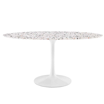 Modway - Lippa 60in Oval Terrazzo Dining Table in White White - EEI-5734-WHI-WHI veiw 2