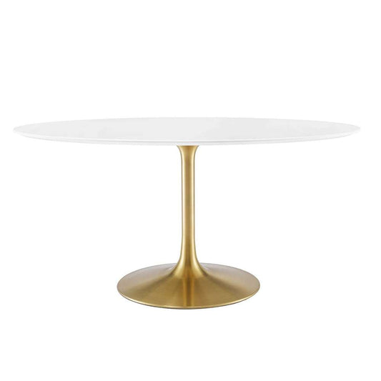 Modway - Lippa 60in Oval Wood Dining Table in Gold White - EEI-3254-GLD-WHI veiw 1