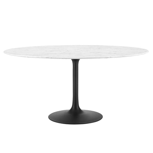 Modway - Lippa 60in Round Artificial Marble Dining Table in Black White - EEI-3529-BLK-WHI veiw 1