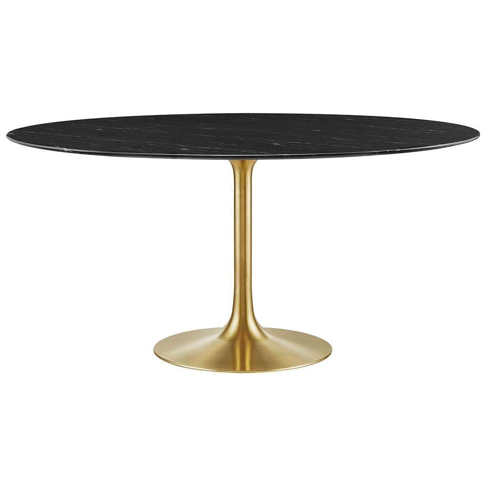 Modway - Lippa 60in Round Artificial Marble Dining Table in Gold Black - EEI-5241-GLD-BLK veiw 1
