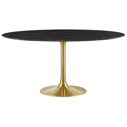 Modway - Lippa 60in Round Artificial Marble Dining Table in Gold Black - EEI-5241-GLD-BLK veiw 1