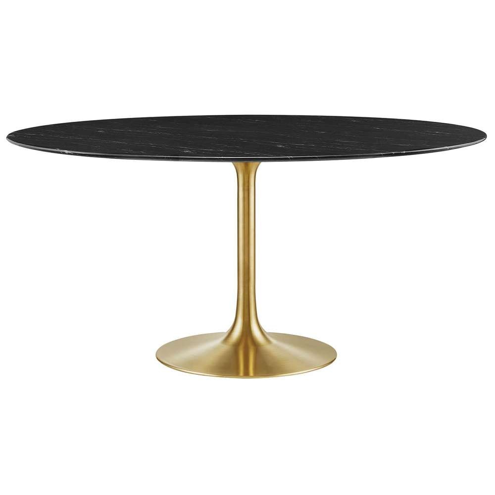 Modway - Lippa 60in Round Artificial Marble Dining Table in Gold Black - EEI-5241-GLD-BLK veiw 2