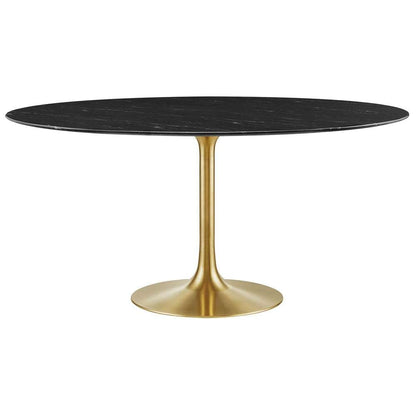 Modway - Lippa 60in Round Artificial Marble Dining Table in Gold Black - EEI-5241-GLD-BLK veiw 2