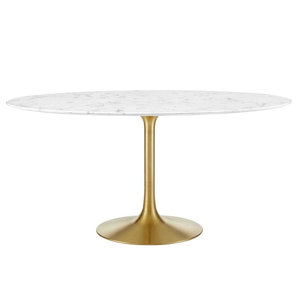 Modway - Lippa 60in Round Artificial Marble Dining Table in Gold White - EEI-3234-GLD-WHI veiw 1