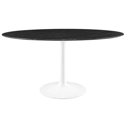 Modway - Lippa 60in Round Artificial Marble Dining Table in White Black - EEI-5184-WHI-BLK veiw 1