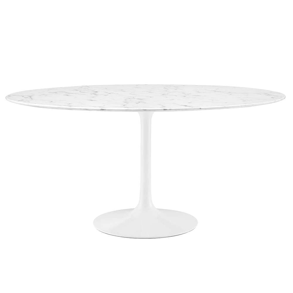 Modway - Lippa 60in Round Artificial Marble Dining Table in White - EEI-1133-WHI veiw 1