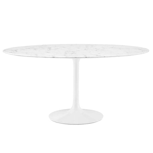 Modway - Lippa 60in Round Artificial Marble Dining Table in White - EEI-1133-WHI veiw 1