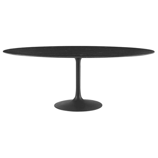 Modway - Lippa 78in Oval Artificial Marble Dining Table in Black Black - EEI-4889-BLK-BLK veiw 1