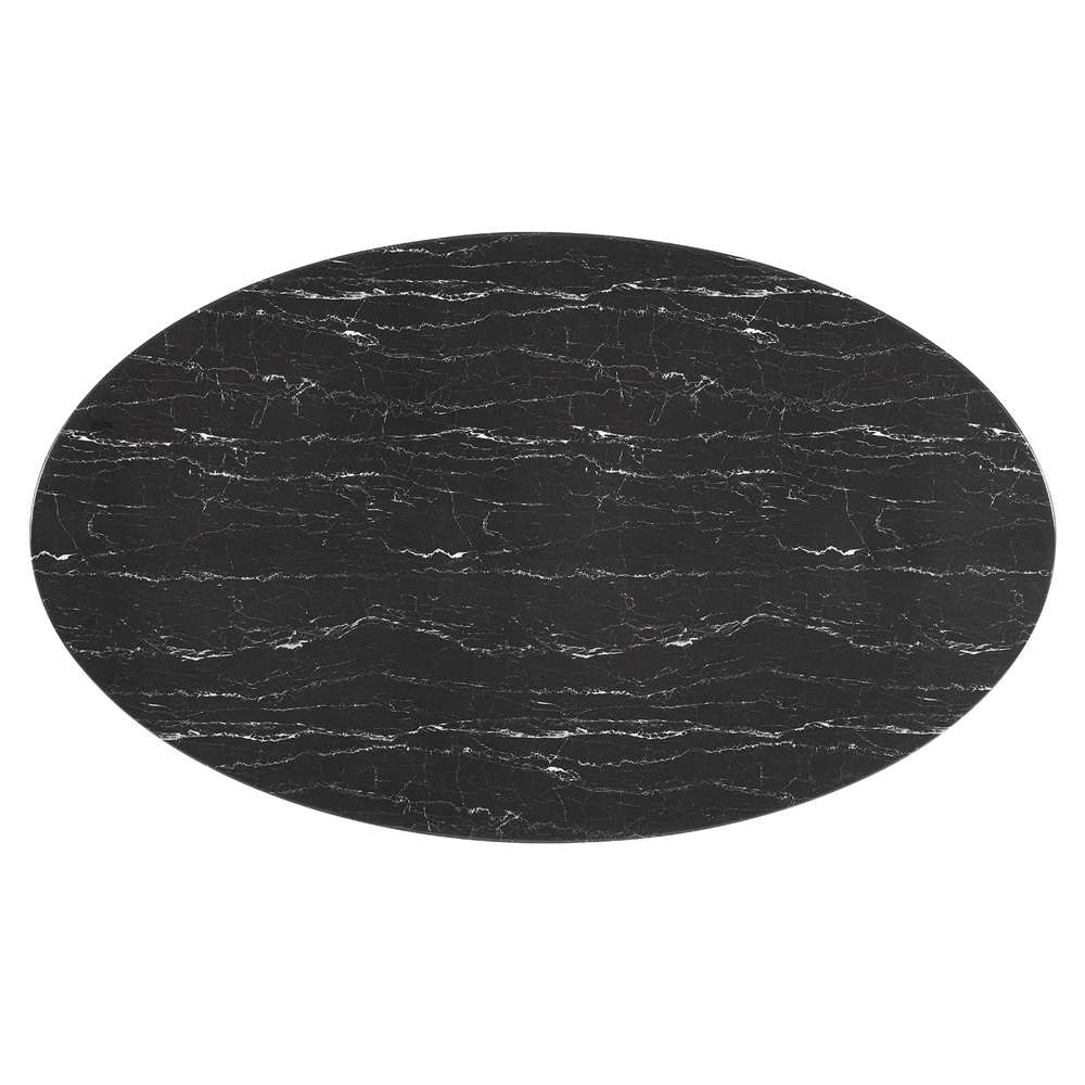 Modway - Lippa 78in Oval Artificial Marble Dining Table in Black Black - EEI-4889-BLK-BLK veiw 3