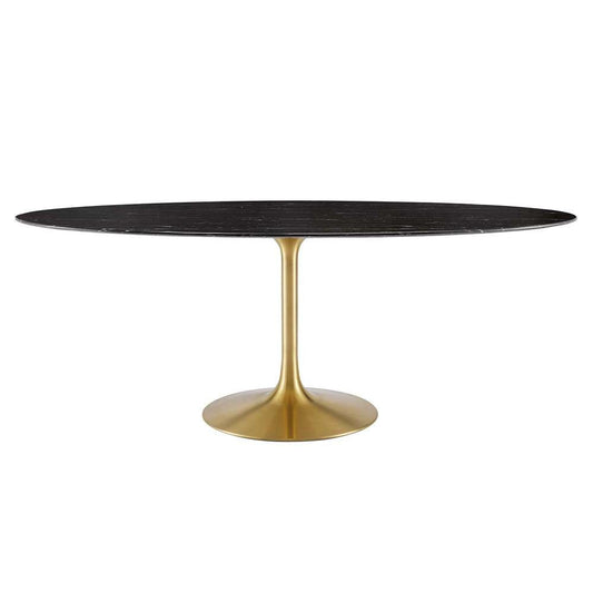 Modway - Lippa 78in Oval Artificial Marble Dining Table in Gold Black - EEI-5528-GLD-BLK veiw 2