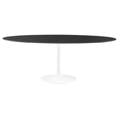 Modway - Lippa 78in Oval Artificial Marble Dining Table in White Black - EEI-5198-WHI-BLK veiw 1