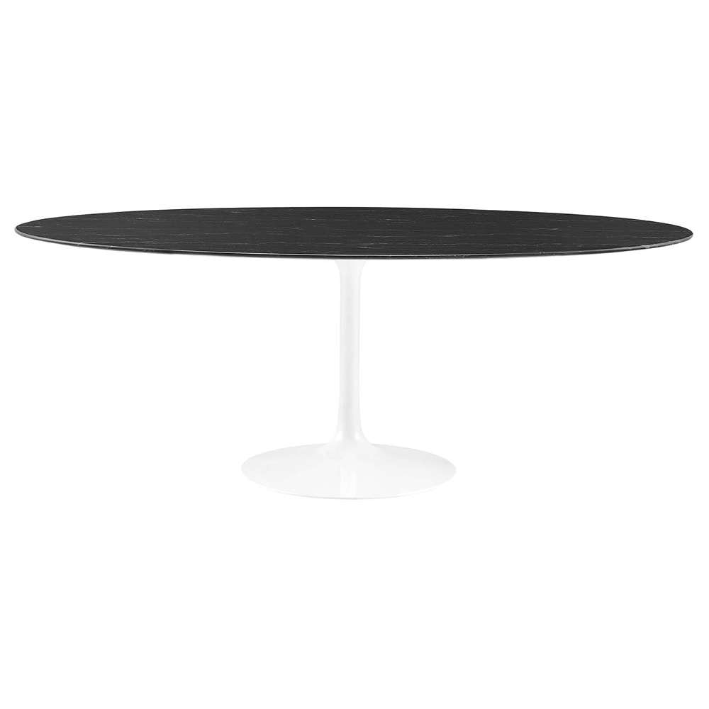 Modway - Lippa 78in Oval Artificial Marble Dining Table in White Black - EEI-5198-WHI-BLK veiw 2