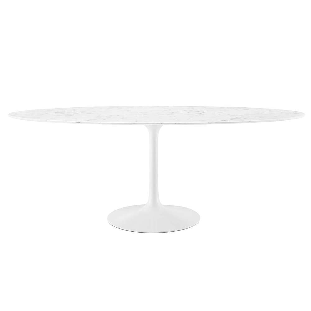Modway - Lippa 78in Oval Artificial Marble Dining Table in White - EEI-1659-WHI veiw 1