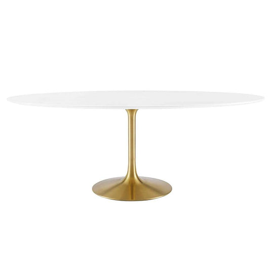 Modway - Lippa 78in Oval Wood Dining Table in Gold White - EEI-3255-GLD-WHI veiw 1