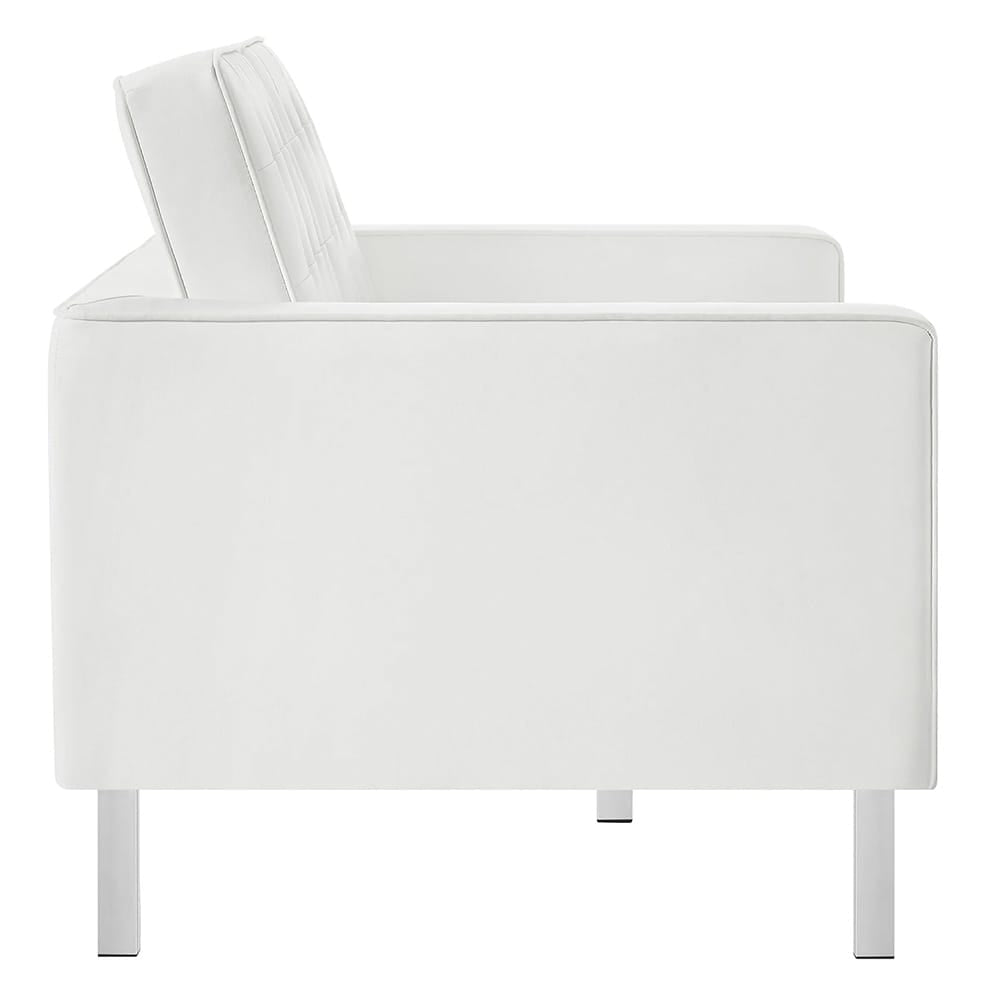 Modway - Loft Tufted Vegan Leather Loveseat in Silver White - EEI-3388-SLV-WHI view 3