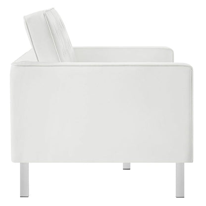 Modway - Loft Tufted Vegan Leather Loveseat in Silver White - EEI-3388-SLV-WHI view 3