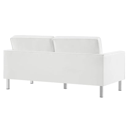 Modway - Loft Tufted Vegan Leather Loveseat in Silver White - EEI-3388-SLV-WHI view 4