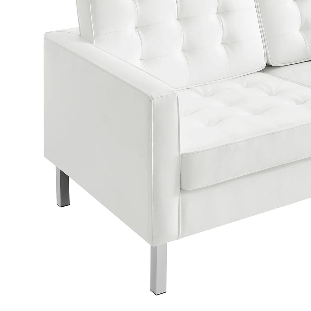 Modway - Loft Tufted Vegan Leather Loveseat in Silver White - EEI-3388-SLV-WHI view 5