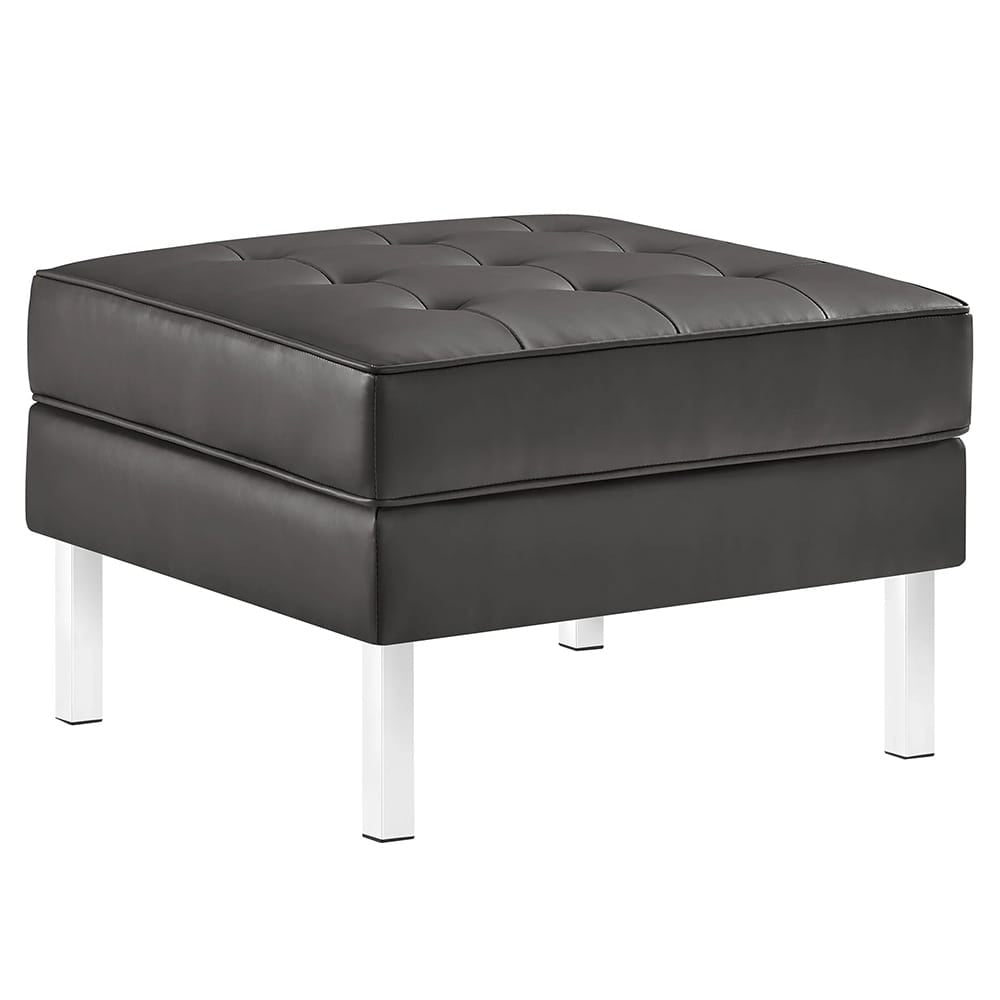 Modway - Loft Tufted Vegan Leather Ottoman - EEI-3394-SLV-GRY view 1