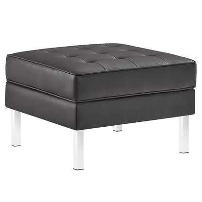 Modway - Loft Tufted Vegan Leather Ottoman - EEI-3394-SLV-GRY view 1