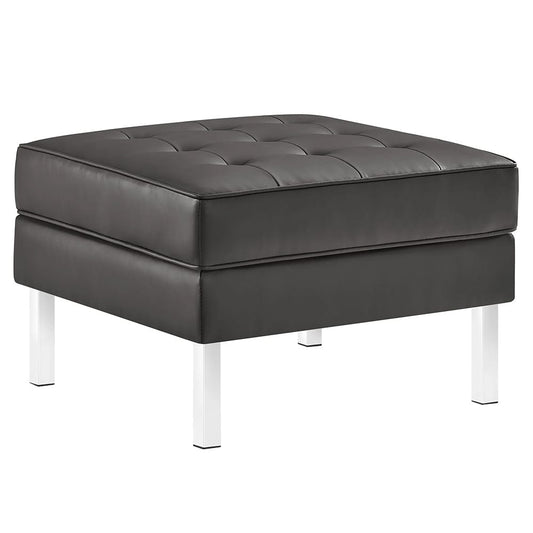 Modway - Loft Tufted Vegan Leather Ottoman - EEI-3394-SLV-GRY view 1