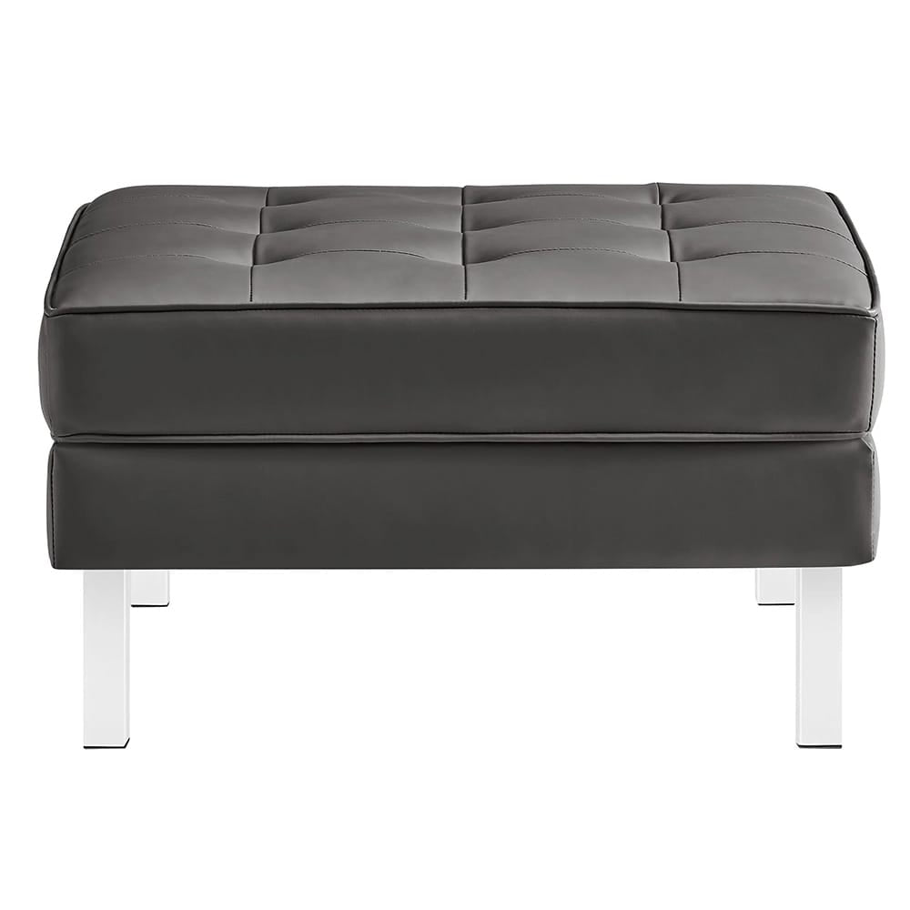 Modway - Loft Tufted Vegan Leather Ottoman - EEI-3394-SLV-GRY view 2