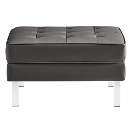 Modway - Loft Tufted Vegan Leather Ottoman - EEI-3394-SLV-GRY view 2