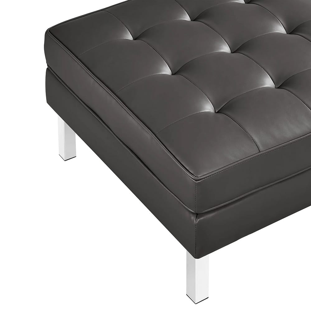 Modway - Loft Tufted Vegan Leather Ottoman - EEI-3394-SLV-GRY view 3