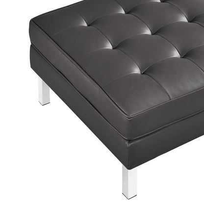 Modway - Loft Tufted Vegan Leather Ottoman - EEI-3394-SLV-GRY view 3