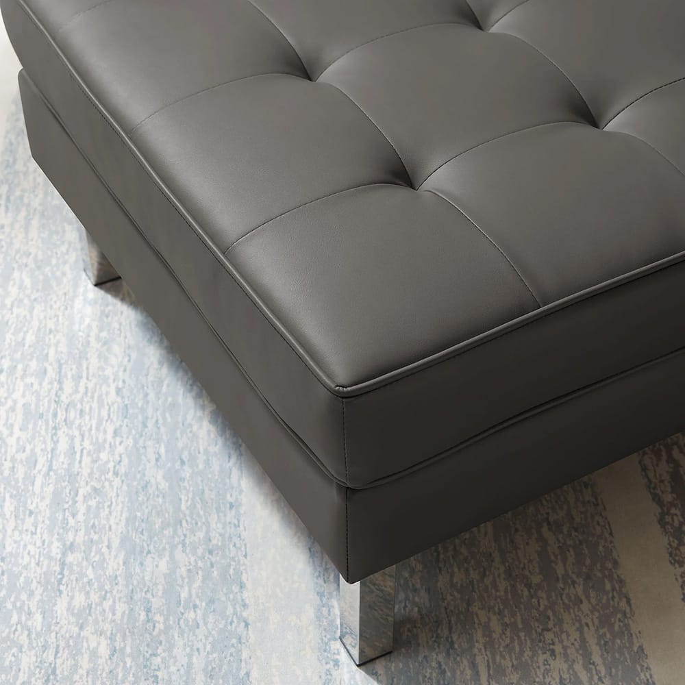 Modway - Loft Tufted Vegan Leather Ottoman - EEI-3394-SLV-GRY view 4