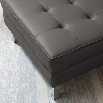 Modway - Loft Tufted Vegan Leather Ottoman - EEI-3394-SLV-GRY view 4